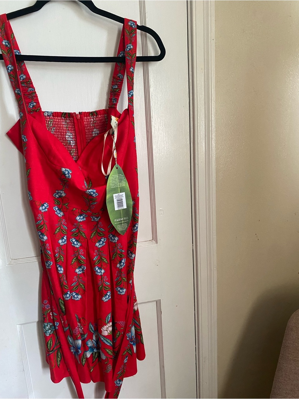 FARM Rio Red Floral Sweetheart Mini Dress with Bouquet Print - Picture 4 of 5